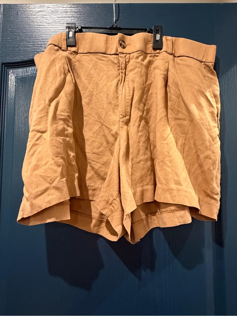 torrid Tan Pleated High-Waist Flare Shorts